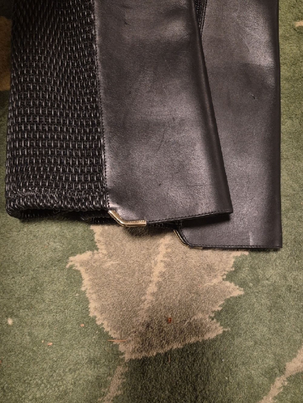 Cole Haan Black Over-the-Knee Leather Riding Boots with Textured Back - Picture 5 of 10